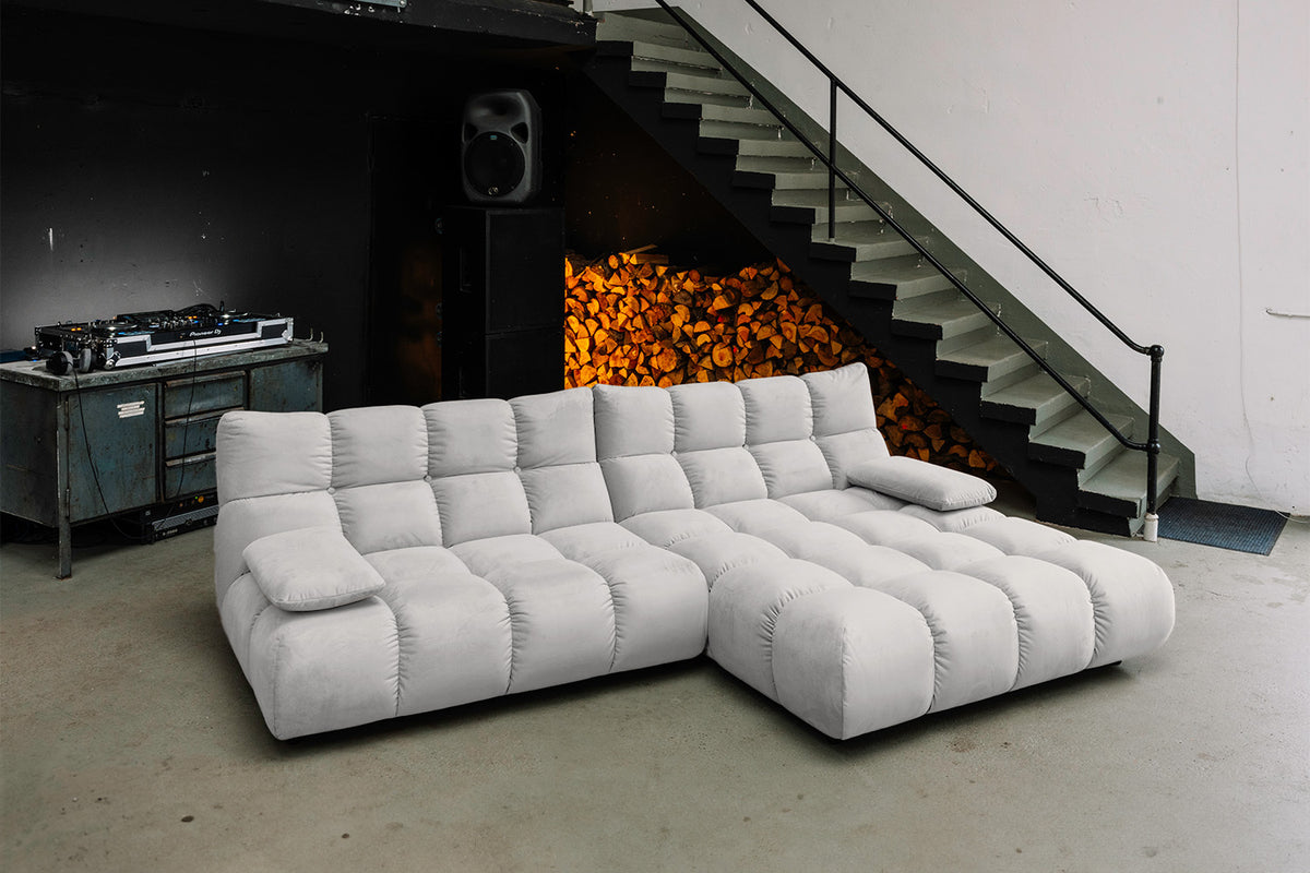 KAWOLA Sofa VIVIEN Ecksofa Velvet silber, Rechts