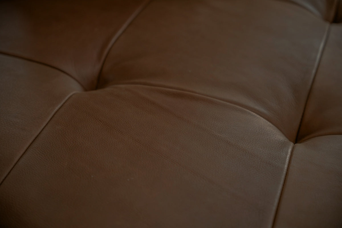 KAWOLA Sofa WIOLO Ecksofa Leder mit Hocker dunkelbraun