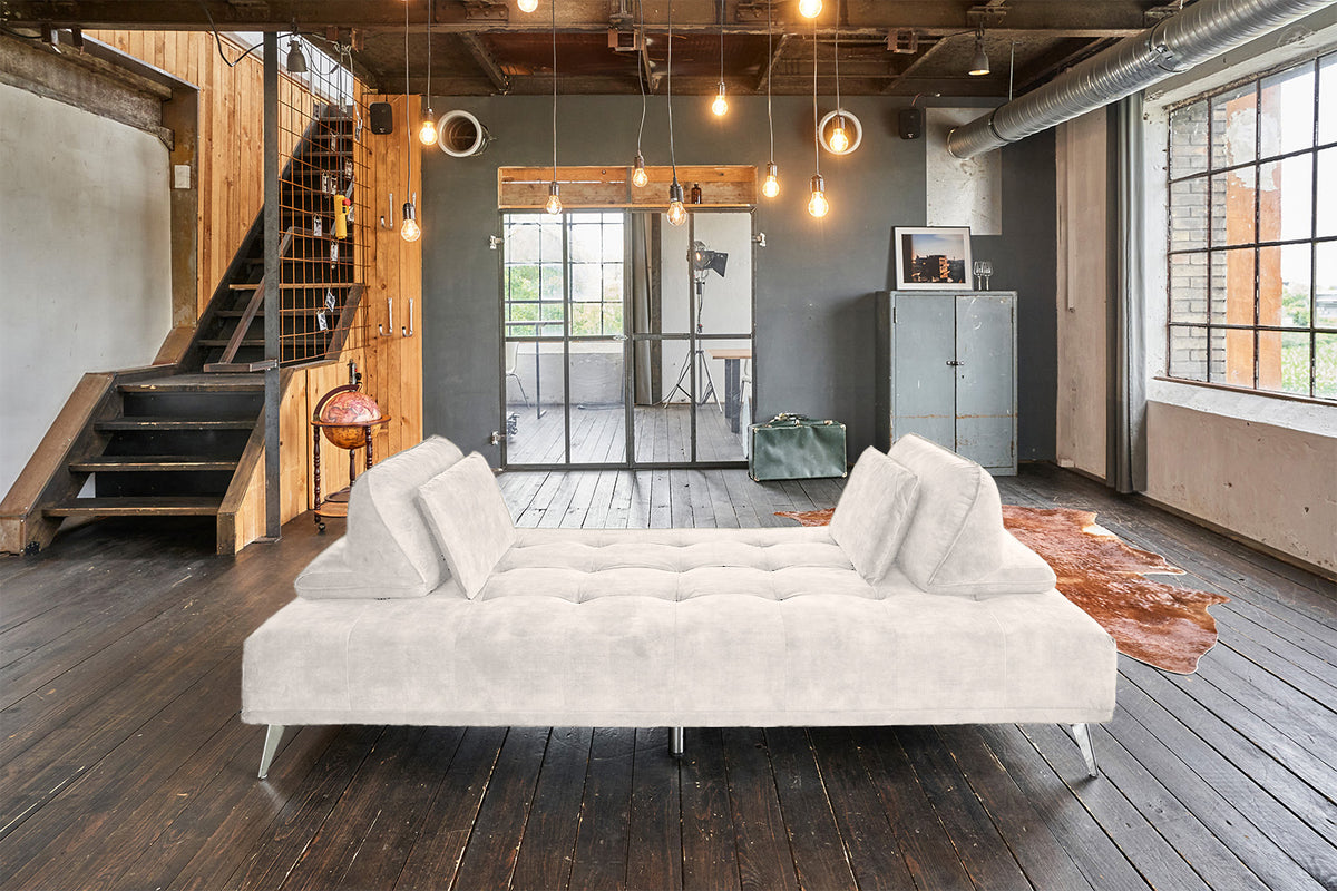 KAWOLA Sofa WIOLO Ecksofa velvet mit Hocker cremeweiß