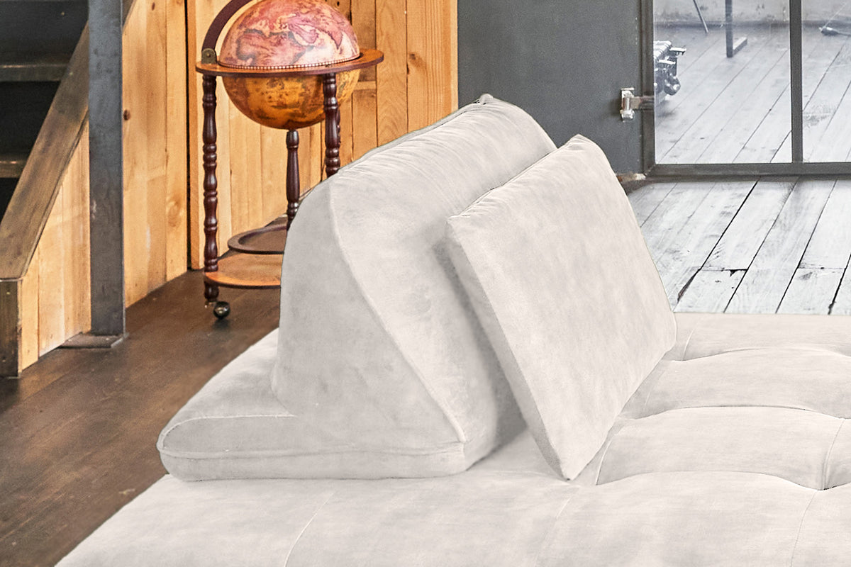 KAWOLA Sofa WIOLO Ecksofa velvet mit Hocker cremeweiß
