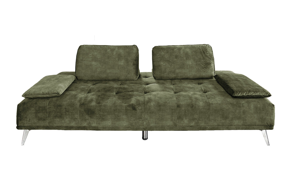 KAWOLA Sofa WIOLO Schlafsofa Daybed velvet moosgrün
