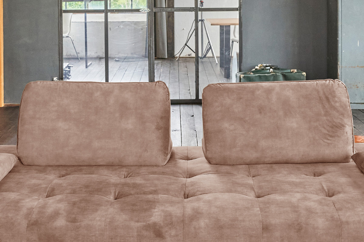 KAWOLA Sofa WIOLO Schlafsofa Daybed velvet taupe