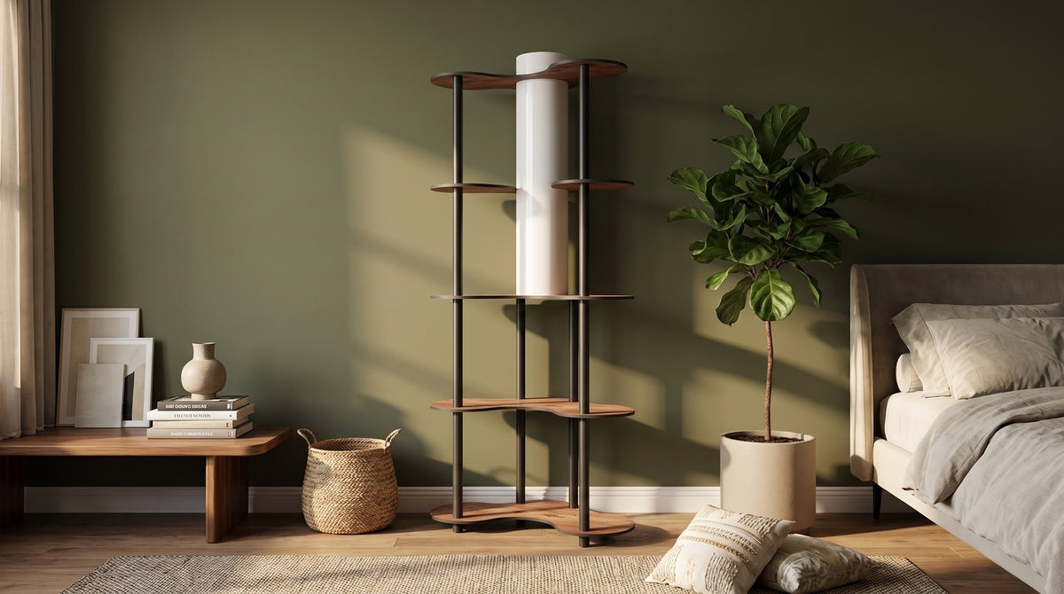 KAWOLA Stehlampe ALUNA Holz walnuss