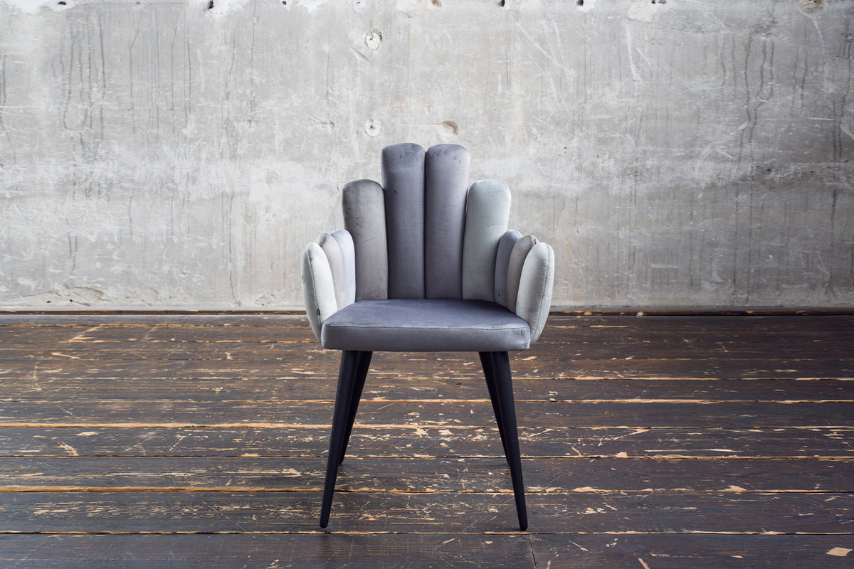 KAWOLA Stuhl FREJA Esszimmerstuhl Velvet grau Fuß schwarz
