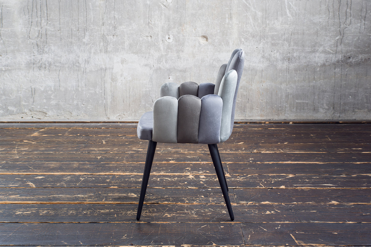 KAWOLA Stuhl FREJA Esszimmerstuhl Velvet grau Fuß schwarz