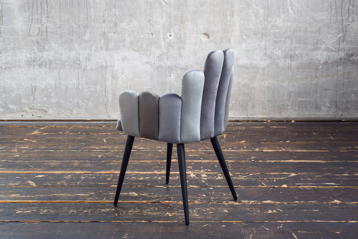 KAWOLA Stuhl FREJA Esszimmerstuhl Velvet grau Fuß schwarz