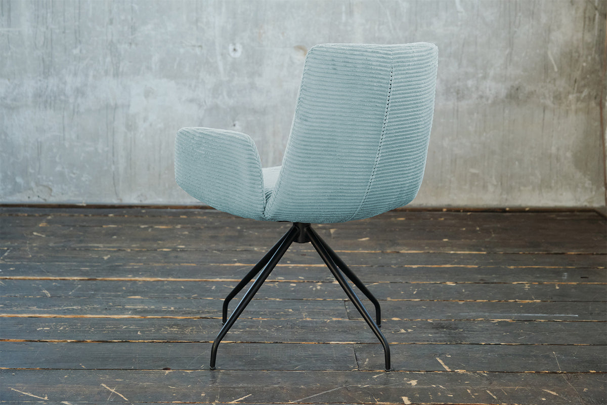 KAWOLA Stuhl NEW CHARME Drehstuhl Esszimmersessel Cord hellblau