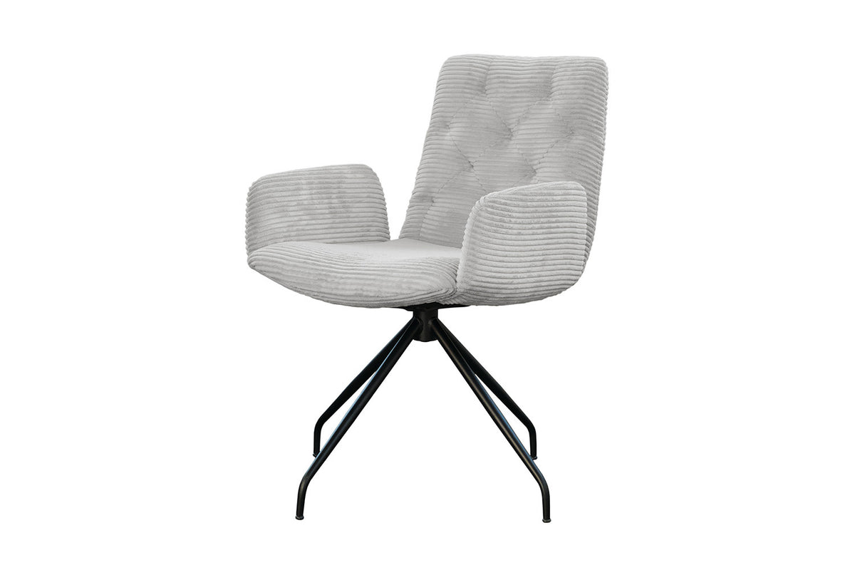 KAWOLA Stuhl NEW CHARME Drehstuhl Esszimmersessel Cord hellgrau