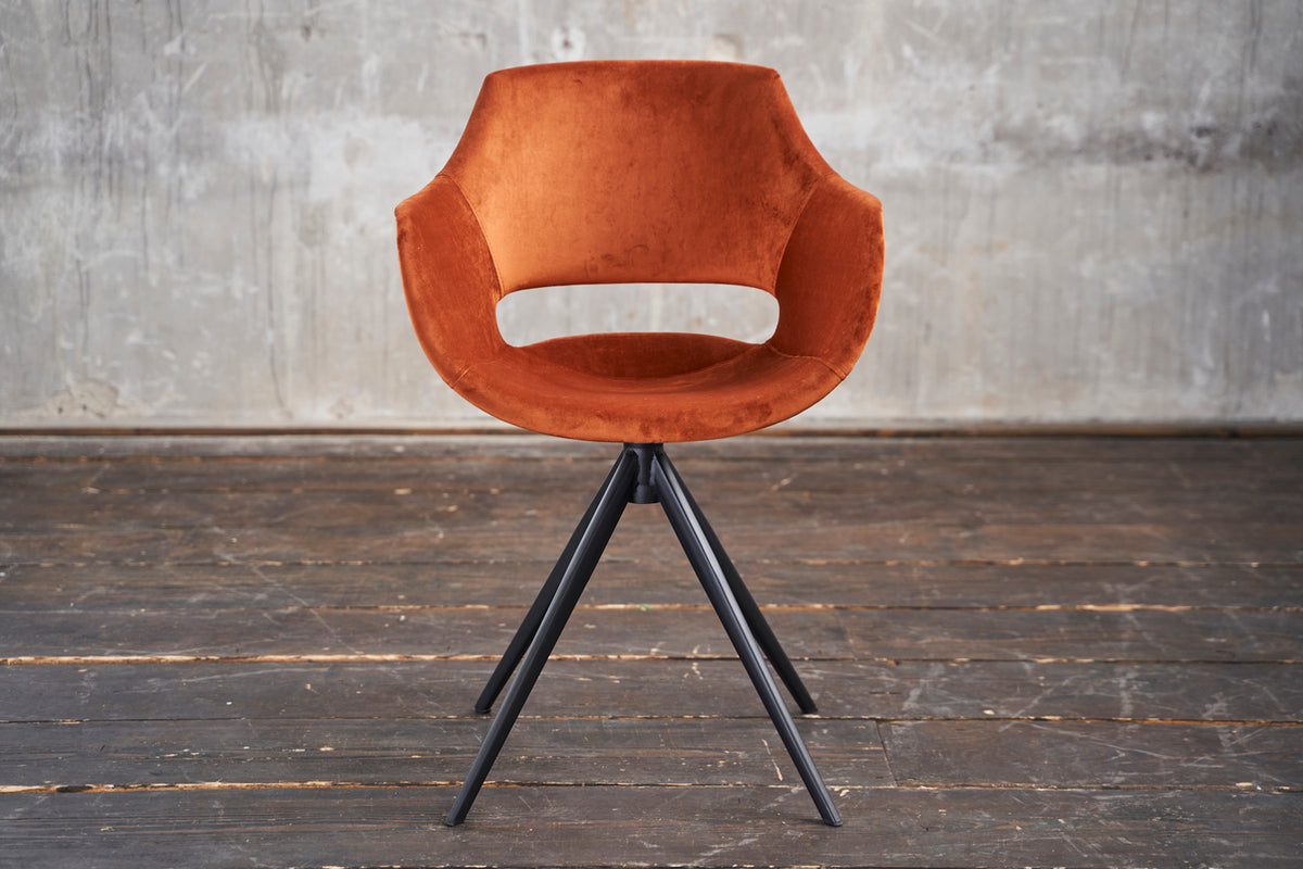 KAWOLA Stuhl ZAJA Esszimmerstuhl Velvet drehbar cognac