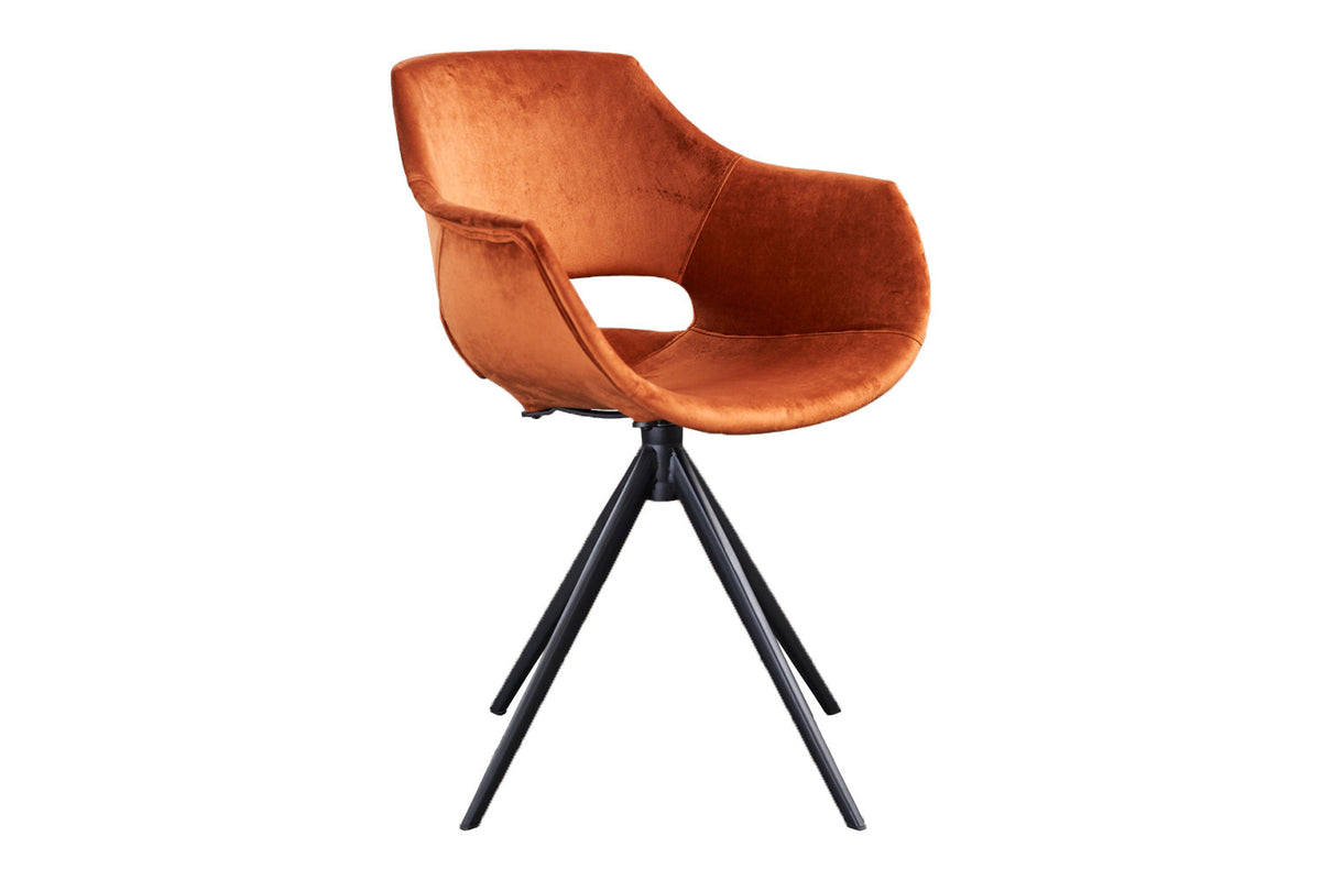 KAWOLA Stuhl ZAJA Esszimmerstuhl Velvet drehbar cognac