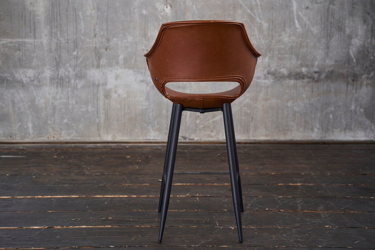 KAWOLA Thekenhocker ZAJA Barstuhl Sitzhöhe 65 cm Kunstleder cognac