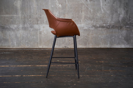 B-Ware KAWOLA Barhocker ZAJA Barstuhl Sitzhöhe 76 cm Kunstleder cognac