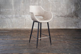 B-Ware KAWOLA Barhocker ZAJA Barstuhl Sitzhöhe 76 cm Microfaser creme weiß