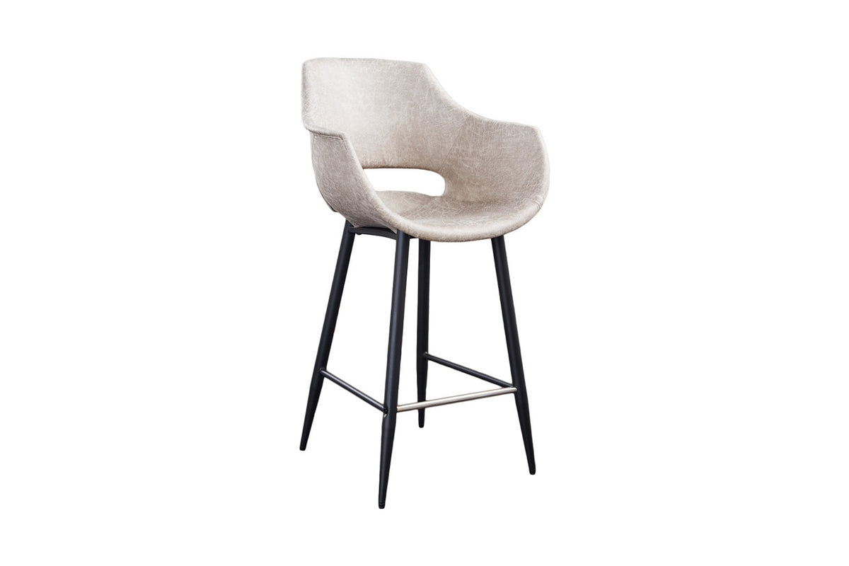 B-Ware KAWOLA Barhocker ZAJA Barstuhl Sitzhöhe 76 cm Microfaser creme weiß