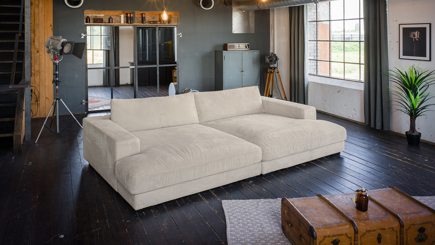 B-Ware KAWOLA Big Sofa MADELINE Cord cremeweiß