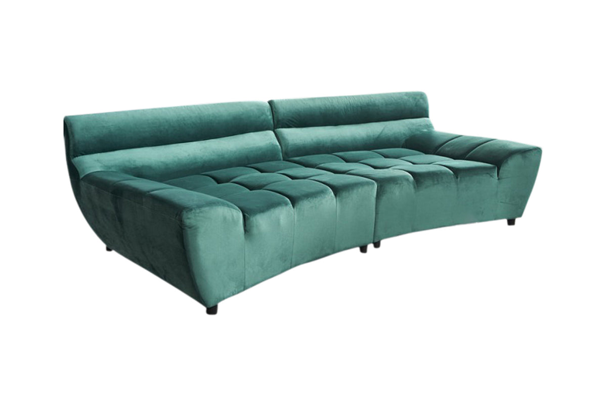 B-Ware KAWOLA Big Sofa NERLA Stoff Velvet grün