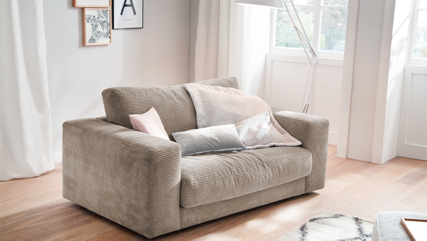 B-Ware KAWOLA Doppelsessel MADELINE Loveseat Cord taupe
