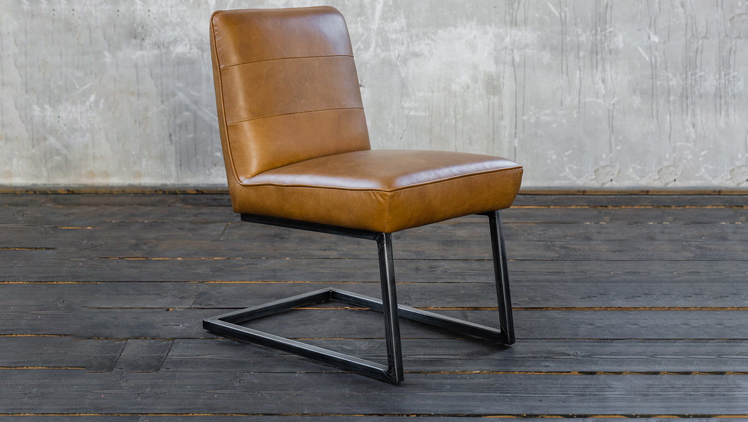 B-Ware KAWOLA Esszimmerstuhl SALI Freischwinger Vintage-Leder braun