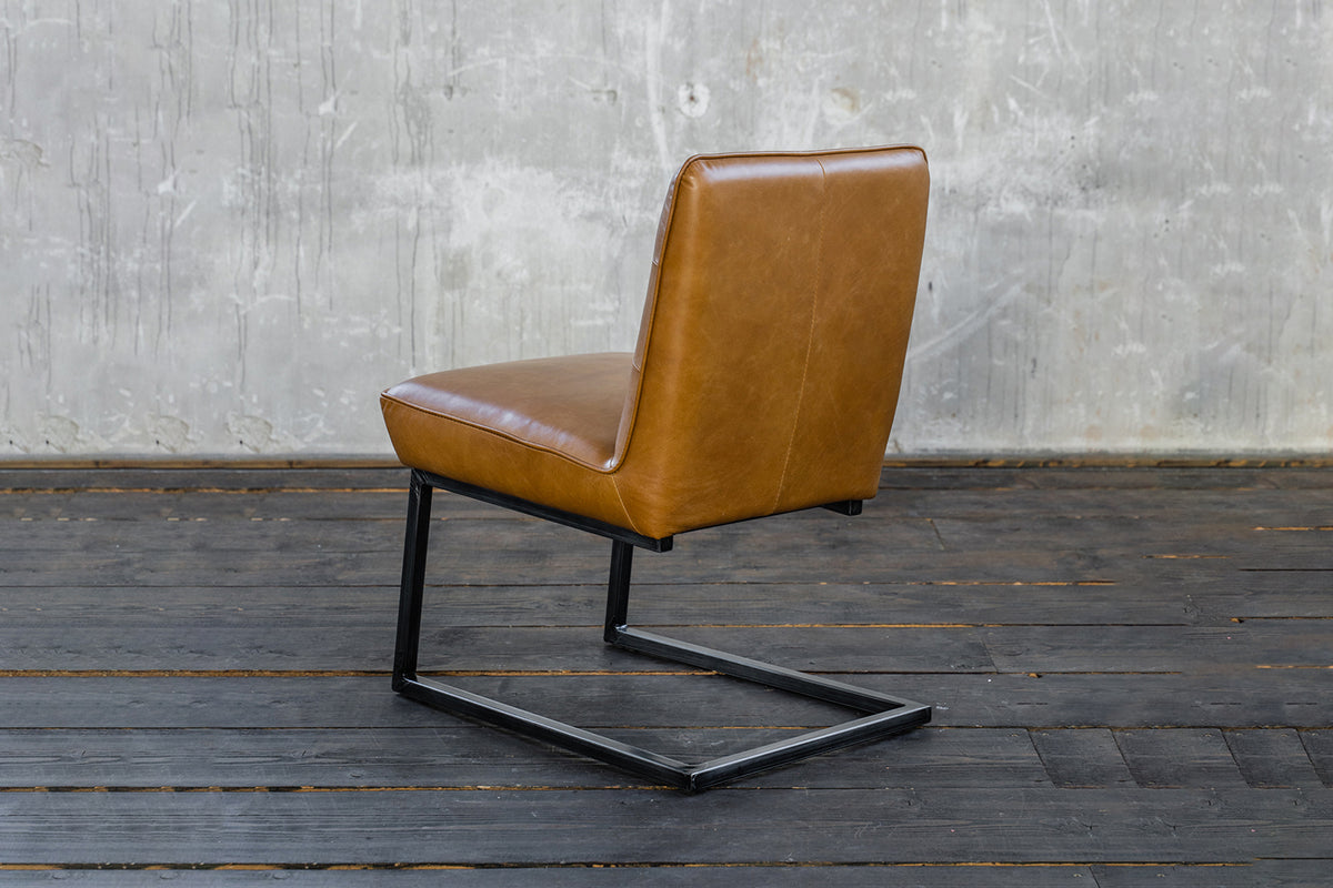 B-Ware KAWOLA Esszimmerstuhl SALI Freischwinger Vintage-Leder braun
