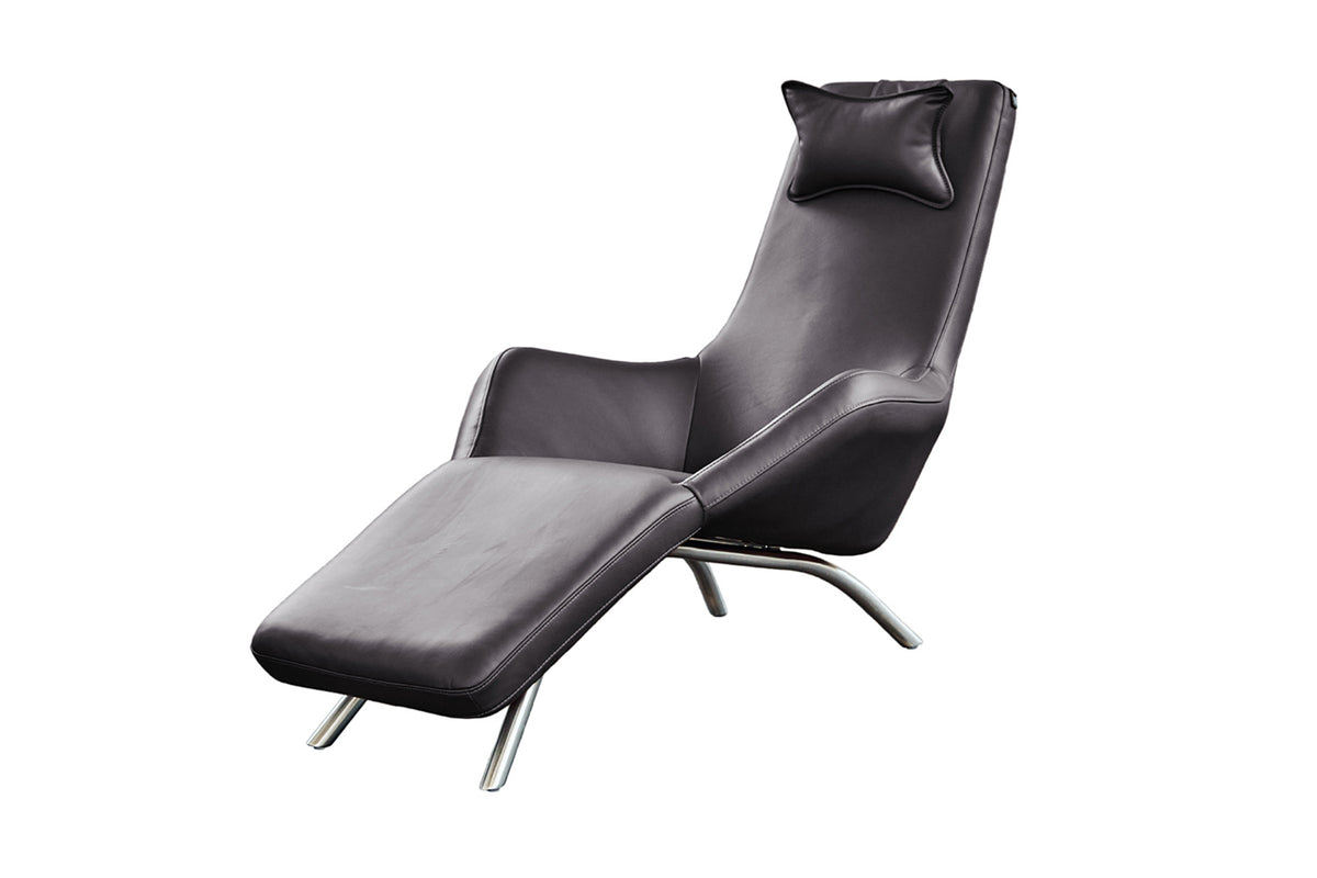 B-Ware KAWOLA Relaxliege CAVAL Leder dunkelgrau