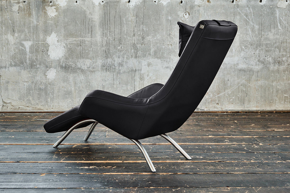 B-Ware KAWOLA Relaxliege CAVAL Leder schwarz
