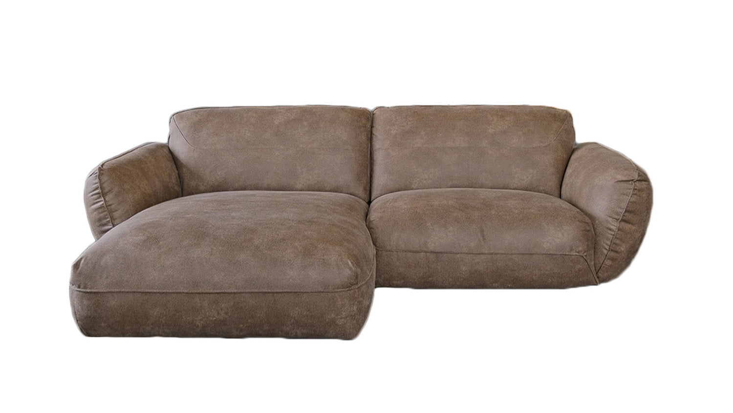 B-Ware KAWOLA Sofa DAVITO Ecksofa Lederimitat im Vintagelook braun Recamiere links