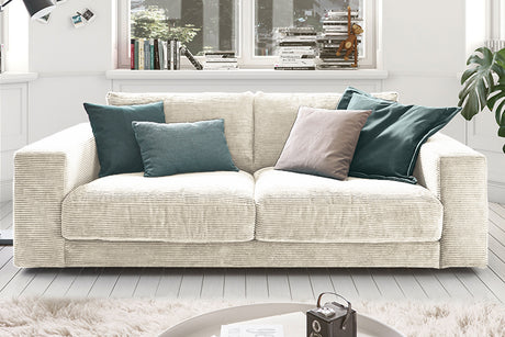 B-Ware KAWOLA Sofa MADELINE 2-Sitzer Cord cremeweiß