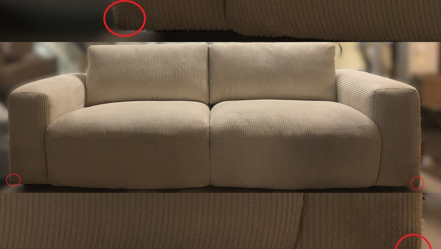 B-Ware KAWOLA Sofa MADELINE 2-Sitzer Cord cremeweiß
