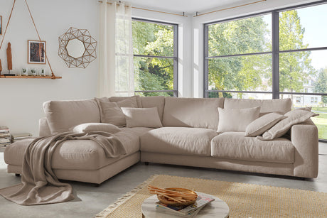 B-Ware KAWOLA Sofa MADELINE Ecksofa Cord taupe Recamiere links