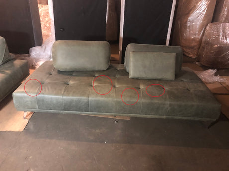 B-Ware KAWOLA Sofa WIOLO Schlafsofa Daybed Leder moosgrün