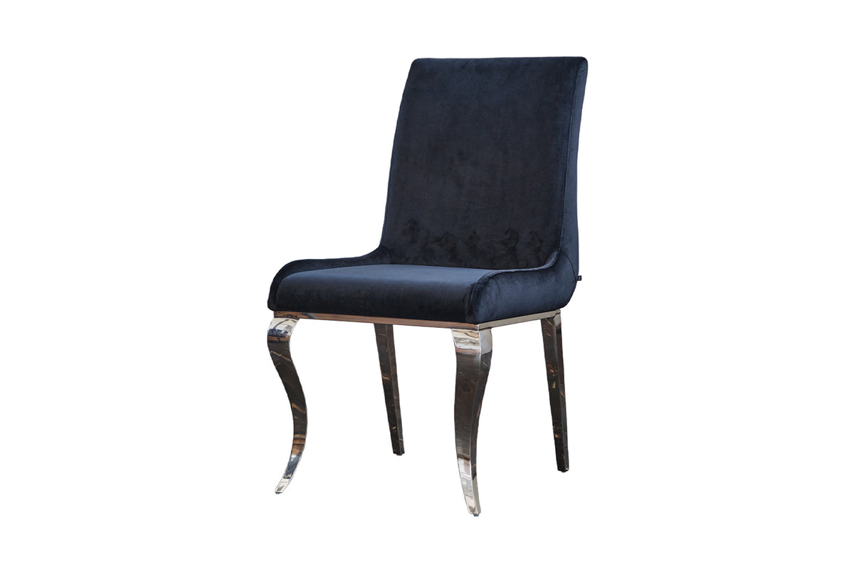 B-Ware KAWOLA Stuhl ALESSIA Esszimmerstuhl Barock Velvet schwarz