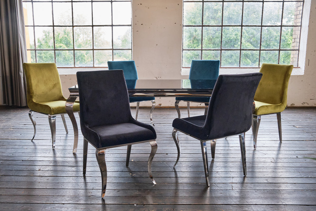 B-Ware KAWOLA Stuhl ALESSIA Esszimmerstuhl Barock Velvet schwarz
