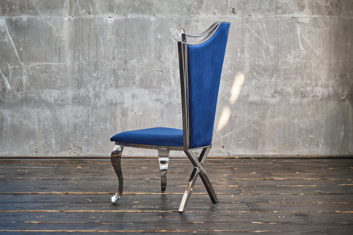 B-Ware KAWOLA Stuhl AMALIA Esszimmerstuhl Barock Velvet blau