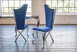 B-Ware KAWOLA Stuhl AMALIA Esszimmerstuhl Barock Velvet blau