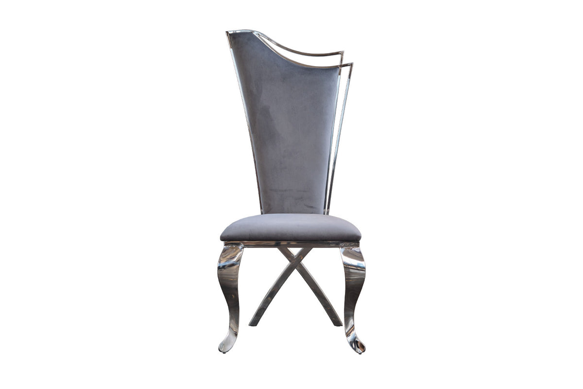 B-Ware KAWOLA Stuhl AMALIA Esszimmerstuhl Barock Velvet grau