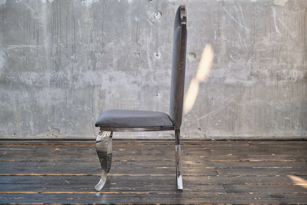 B-Ware KAWOLA Stuhl AMALIA Esszimmerstuhl Barock Velvet grau