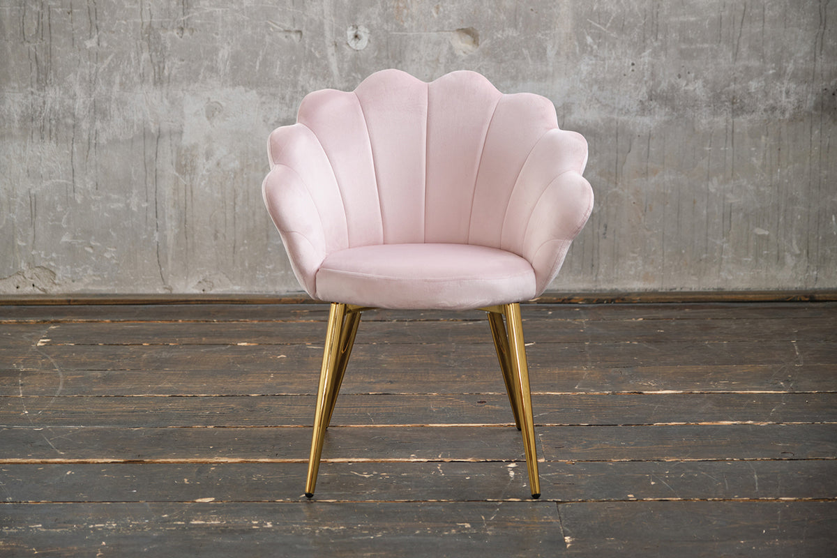 B-Ware KAWOLA Stuhl CARLA Esszimmerstuhl Velvet rosa Fuß gold