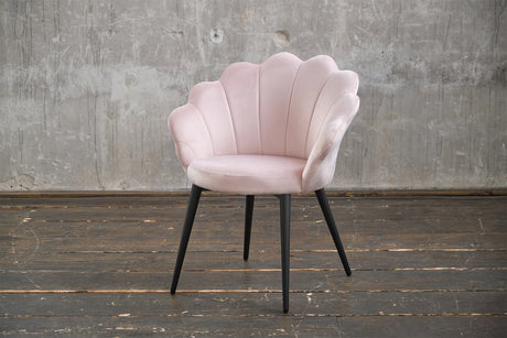 B-Ware_KAWOLA Stuhl CARLA Esszimmerstuhl Velvet rosa Fuß schwarz