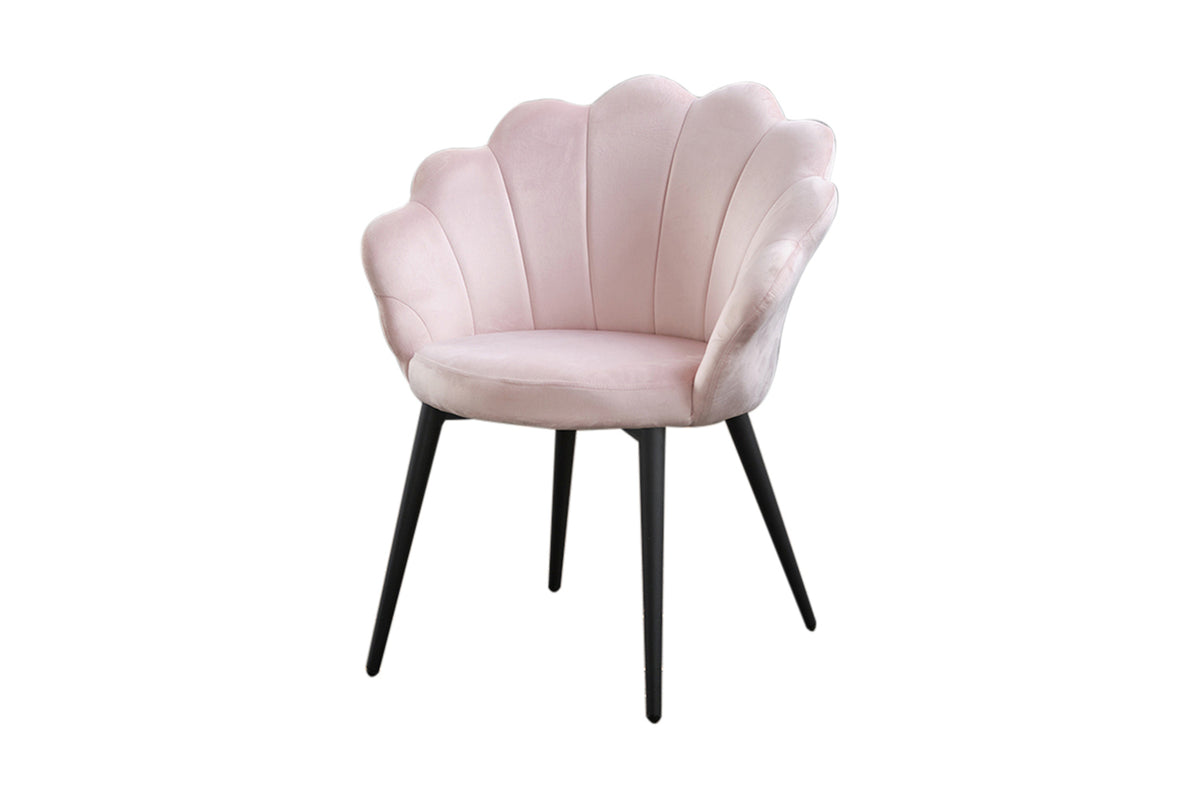 B-Ware_KAWOLA Stuhl CARLA Esszimmerstuhl Velvet rosa Fuß schwarz