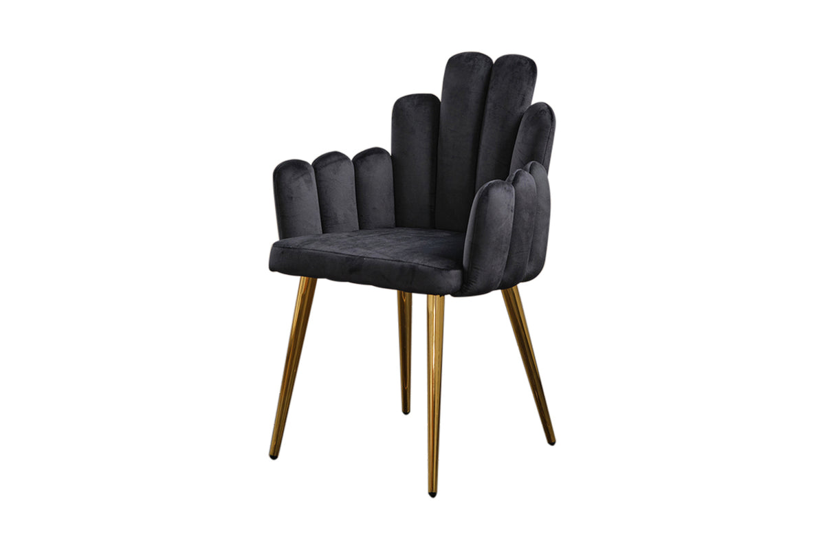 B-Ware KAWOLA Stuhl FREJA Esszimmerstuhl Velvet schwarz Fuß gold