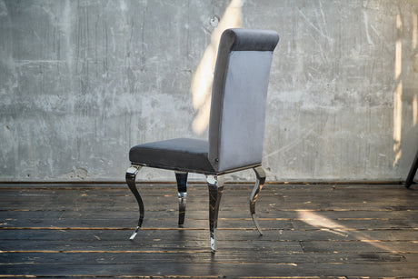 B-Ware_KAWOLA Stuhl LEIA Esszimmerstuhl Barock Velvet grau