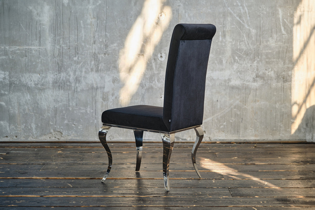 B-Ware KAWOLA Stuhl LEIA Esszimmerstuhl Barock Velvet schwarz