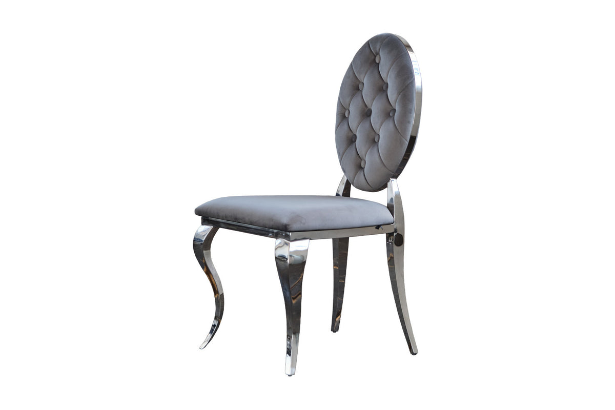 B-Ware KAWOLA Stuhl LINDA Esszimmerstuhl Barock Velvet grau
