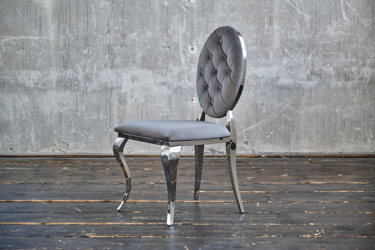 B-Ware KAWOLA Stuhl LINDA Esszimmerstuhl Barock Velvet grau