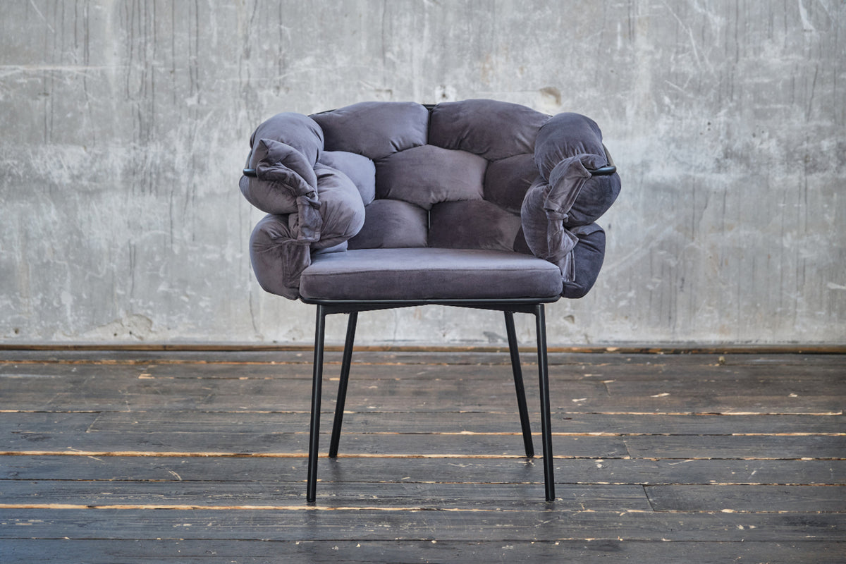B-Ware KAWOLA Stuhl MONTY Designstuhl Velvet grau