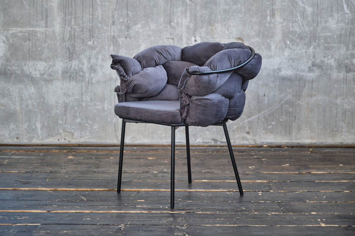 B-Ware KAWOLA Stuhl MONTY Designstuhl Velvet grau