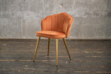 B-Ware KAWOLA Stuhl SALLY Esszimmerstuhl Velvet orange Fuß gold