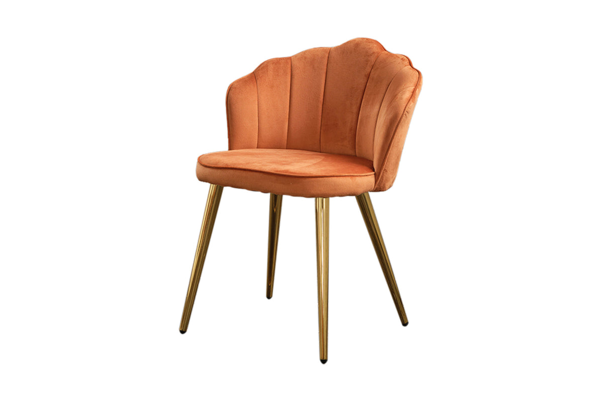 B-Ware KAWOLA Stuhl SALLY Esszimmerstuhl Velvet orange Fuß gold