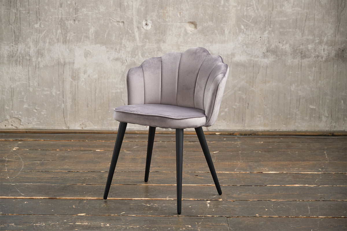 B-Ware KAWOLA Stuhl SALLY Esszimmerstuhl Velvet silber Fuß schwarz