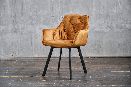 B-Ware KAWOLA Stuhl XINA Esszimmerstuhl Velvet cognac